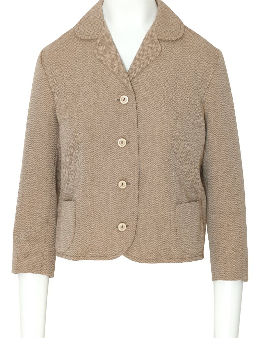 1960–1964, Box Jacket in Trevira-Blend Staple-Spun Herringbone Suiting